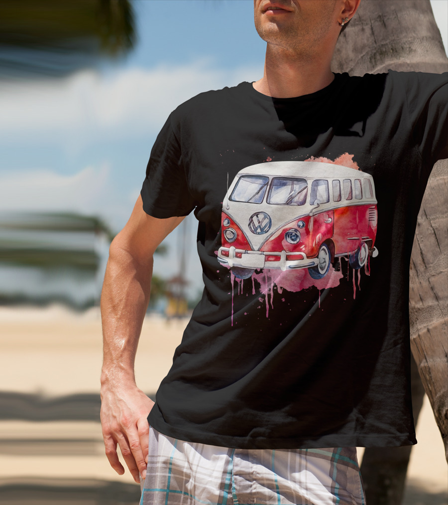 Volkswagen Camper Van Watercolor T-Shirt
