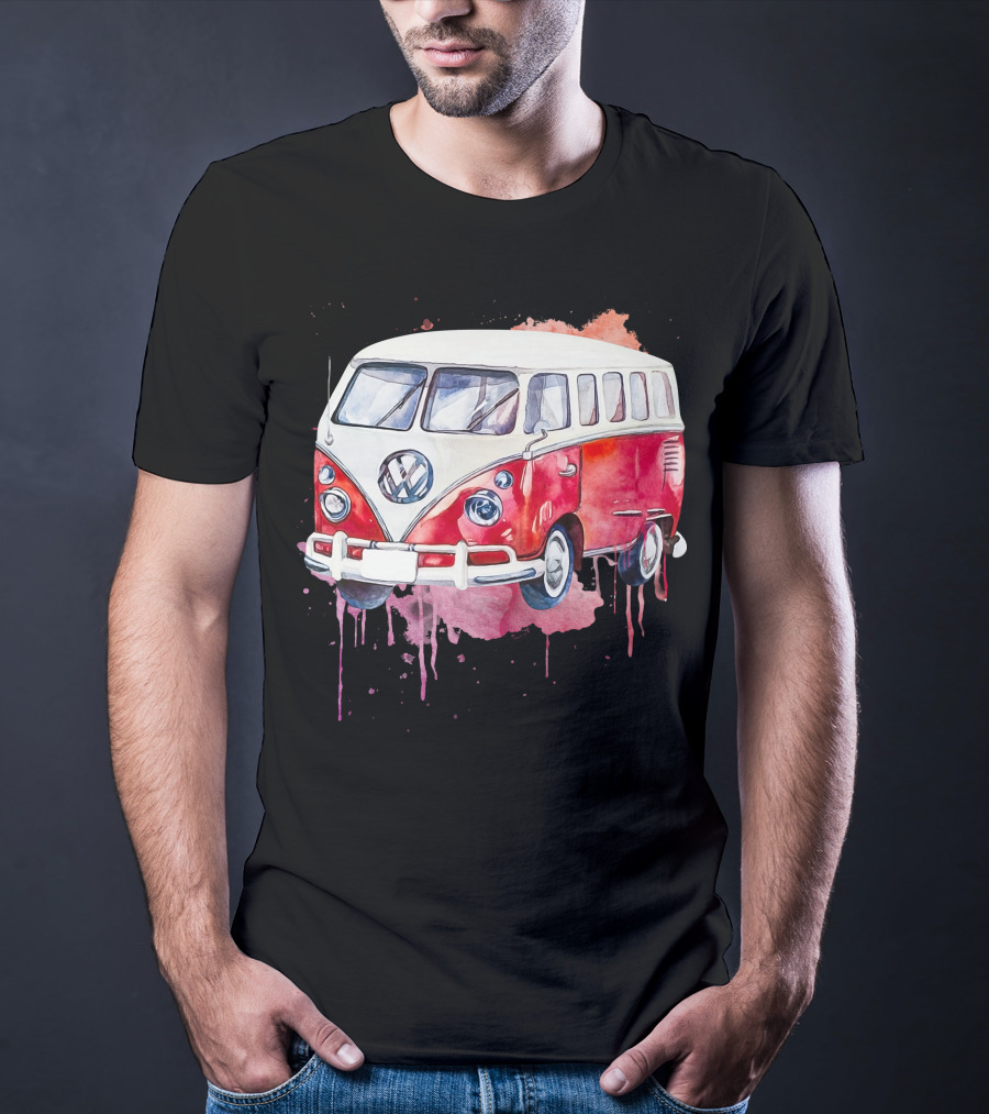 Volkswagen Camper Van Watercolor T-Shirt
