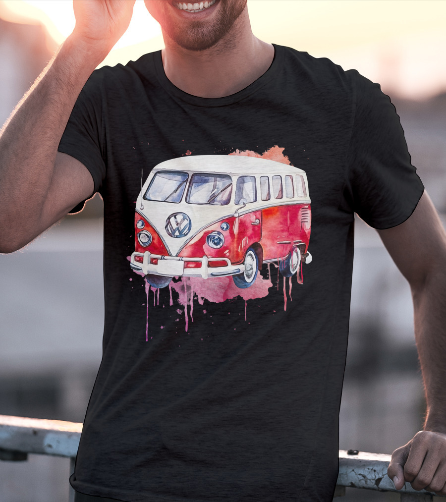 Volkswagen Camper Van Watercolor T-Shirt