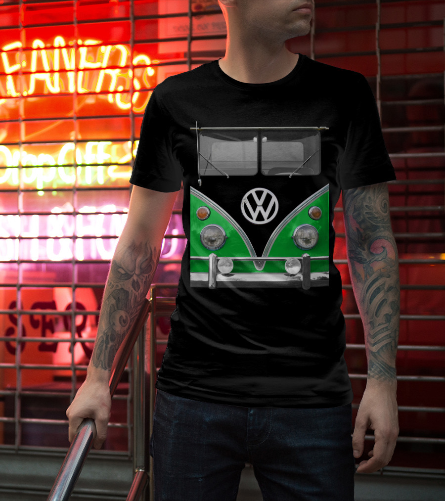 Volkswagen Bus Front Green Black T-Shirt