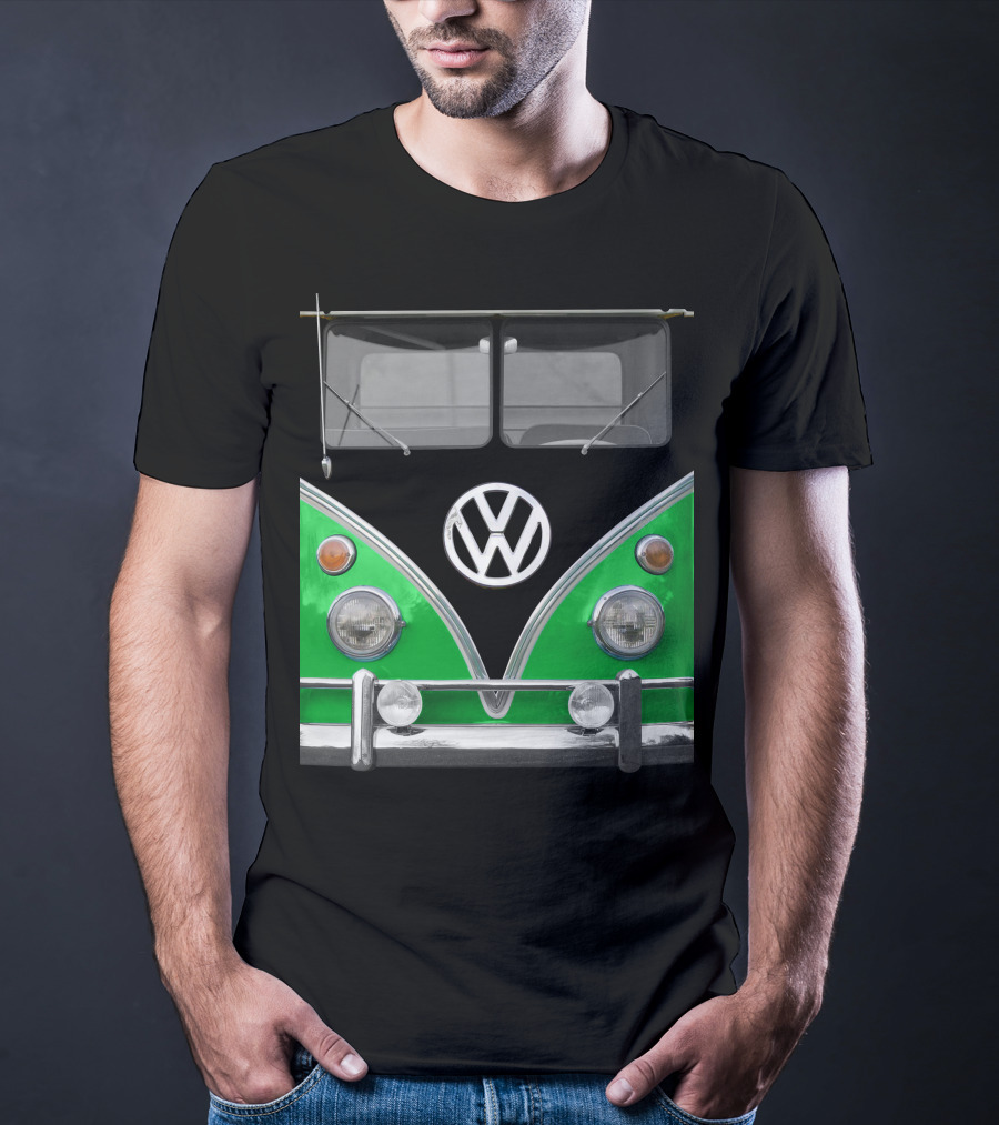 Volkswagen Bus Front Green Black T-Shirt