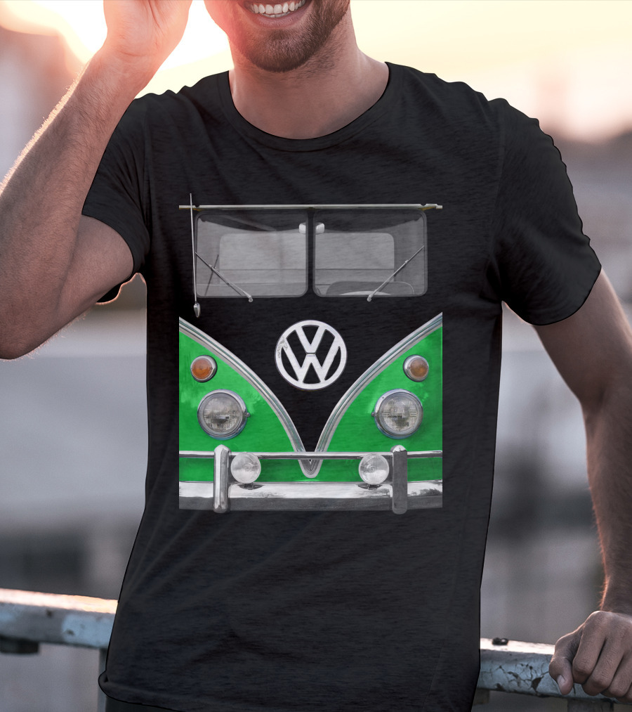 Volkswagen Bus Front Green Black T-Shirt