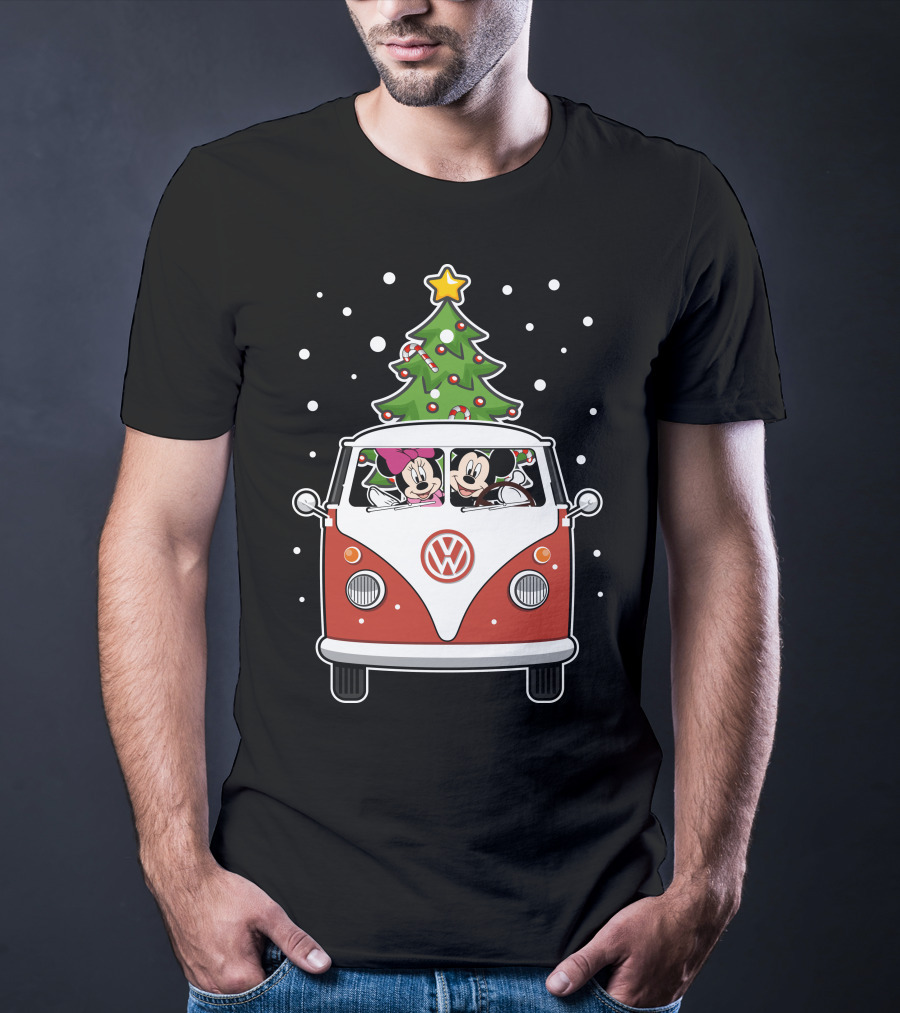 Volkswagen Christmas Van With Mickey And Minnie T-Shirt