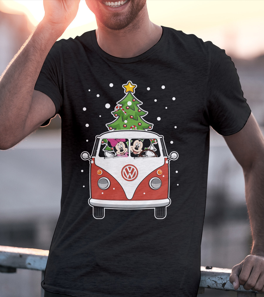 Volkswagen Christmas Van With Mickey And Minnie T-Shirt