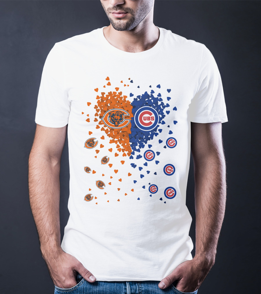 Heart Bears Cubs Chicago Bears And Chicago Cubs Logos And Heart T-Shirt