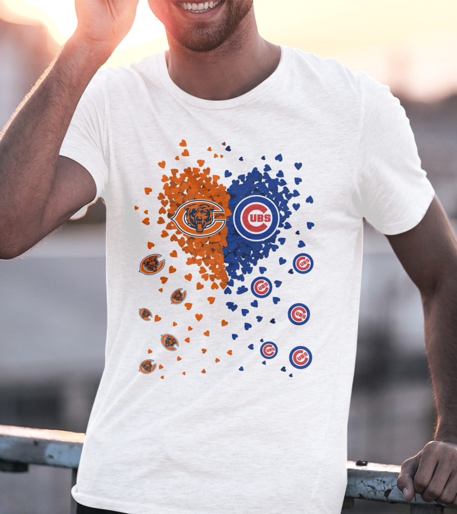 Heart Bears Cubs Chicago Bears And Chicago Cubs Logos And Heart T-Shirt