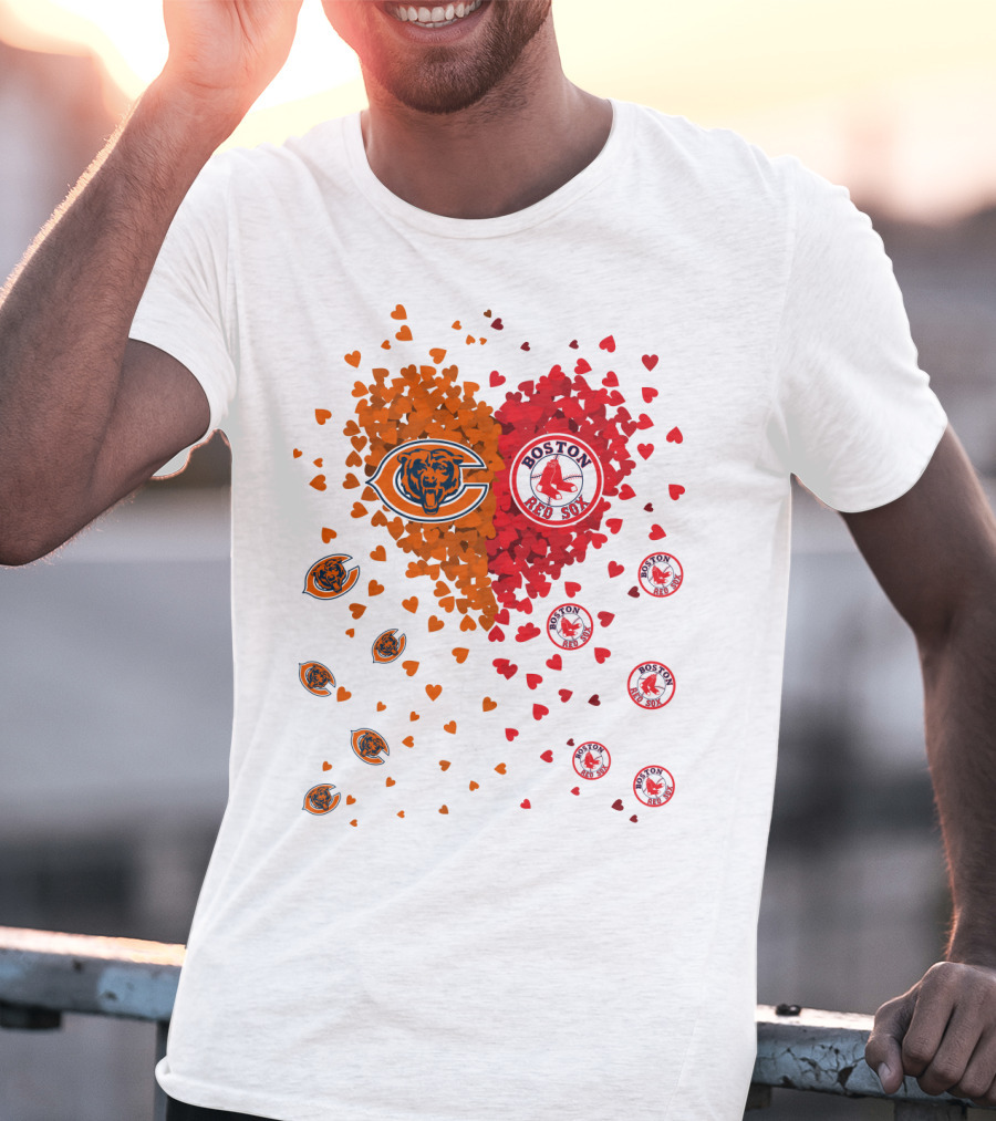 Chicago Bears Boston Red Sox Heart Blend T-Shirt