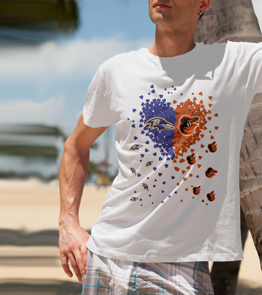 Heart Ravens Orioles Baltimore Football Baseball Mix T-Shirt