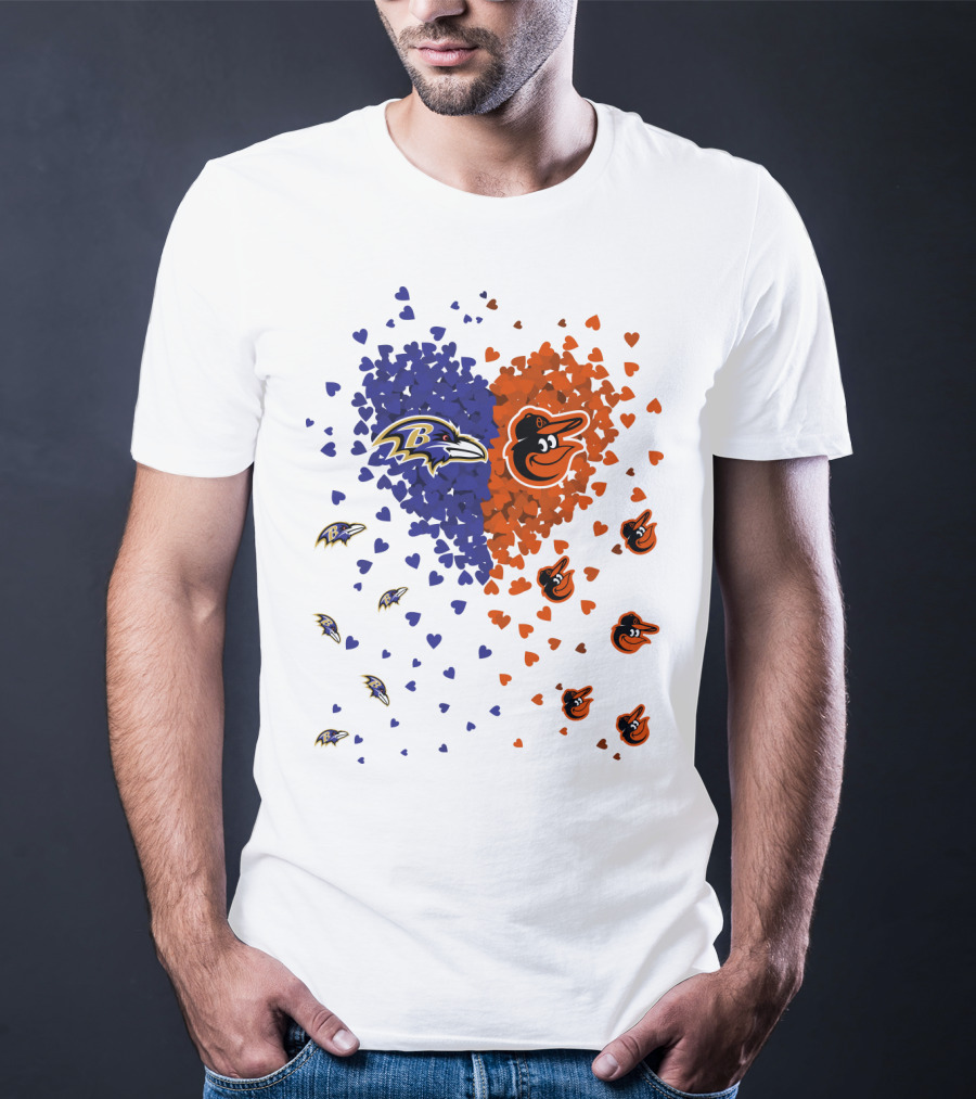 Heart Ravens Orioles Baltimore Football Baseball Mix T-Shirt