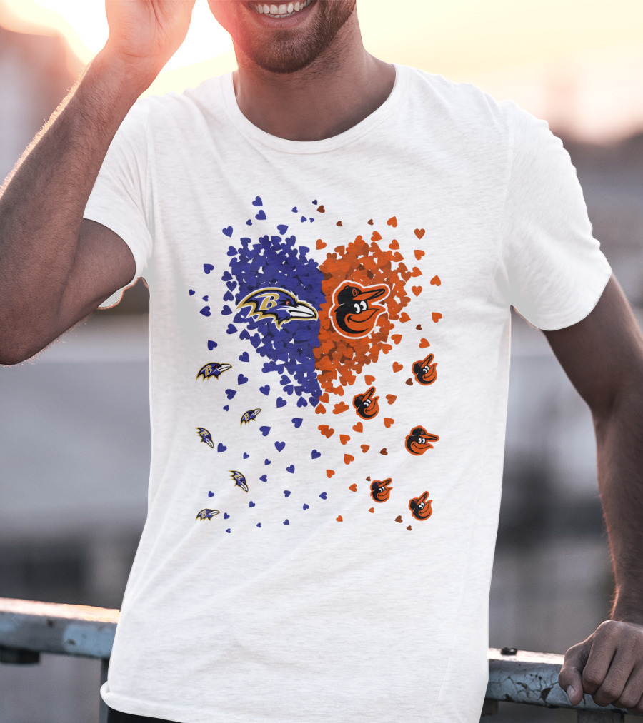Heart Ravens Orioles Baltimore Football Baseball Mix T-Shirt