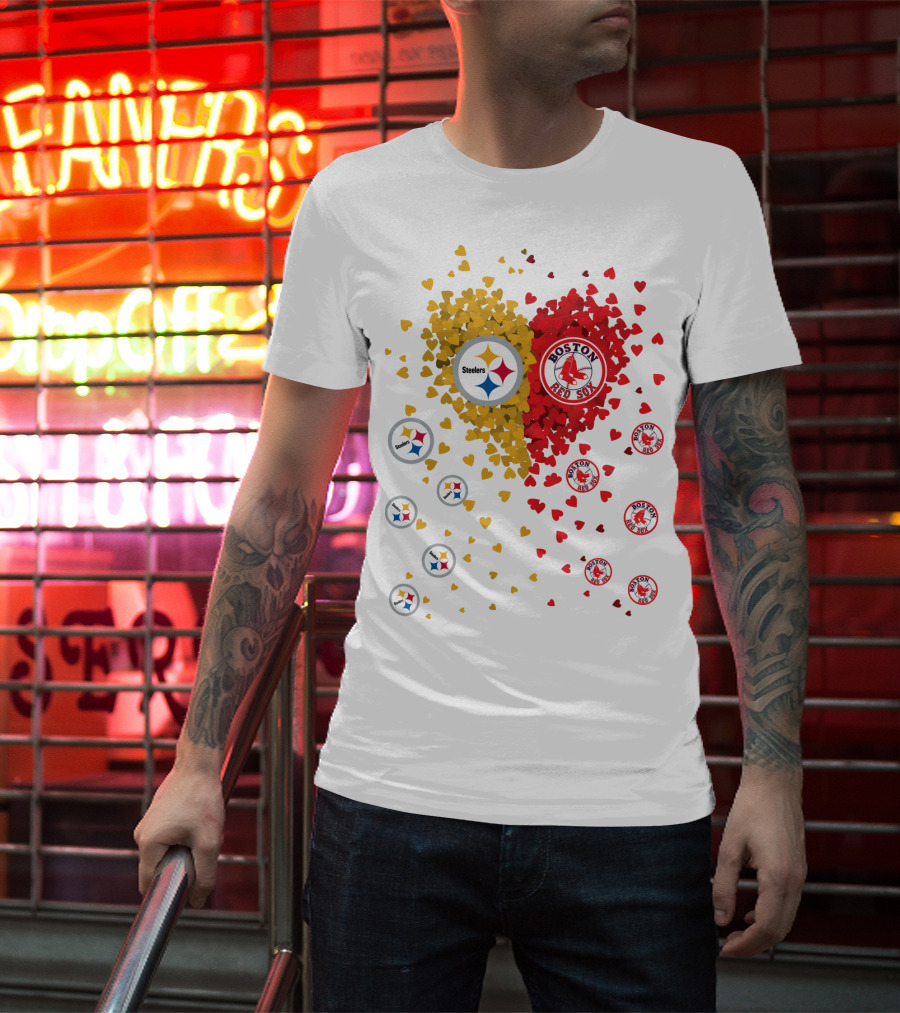 Steelers Pittsburgh Boston Red Sox Hearts T-Shirt