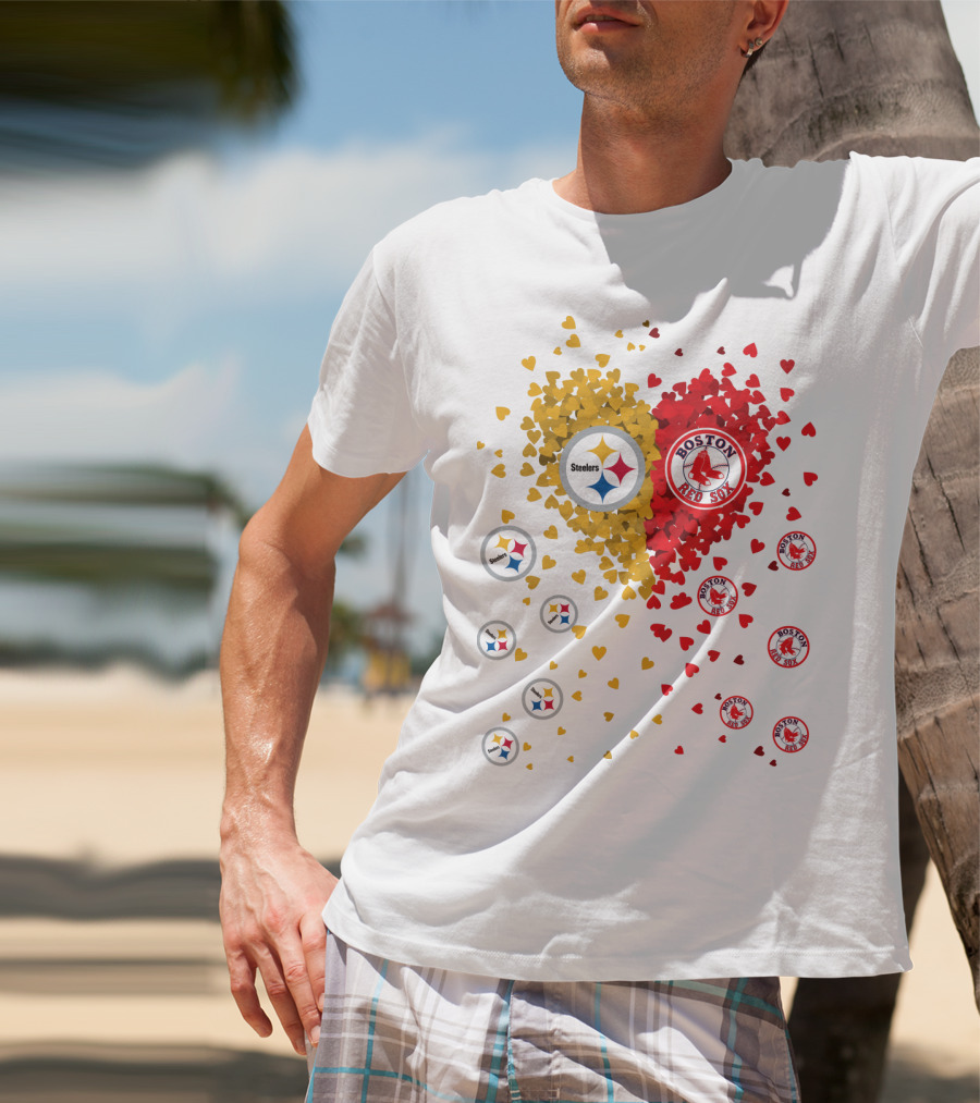 Steelers Pittsburgh Boston Red Sox Hearts T-Shirt