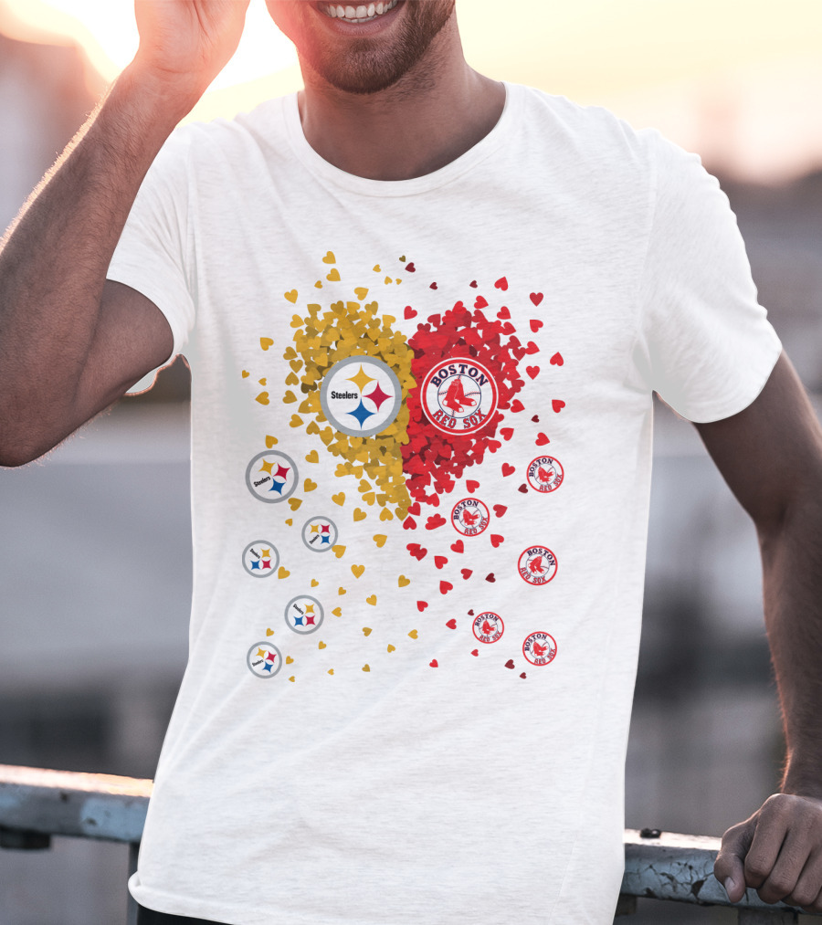 Steelers Pittsburgh Boston Red Sox Hearts T-Shirt