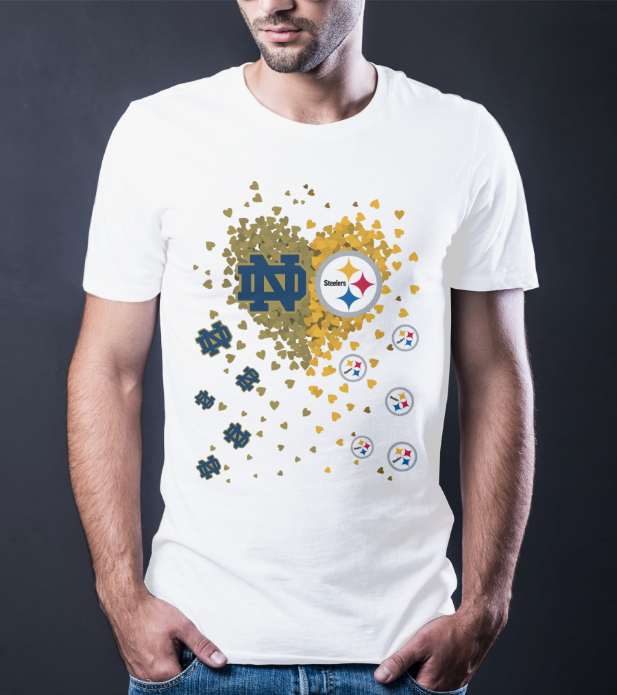 Notre Dame Steelers Heart Logo Explosion T-Shirt