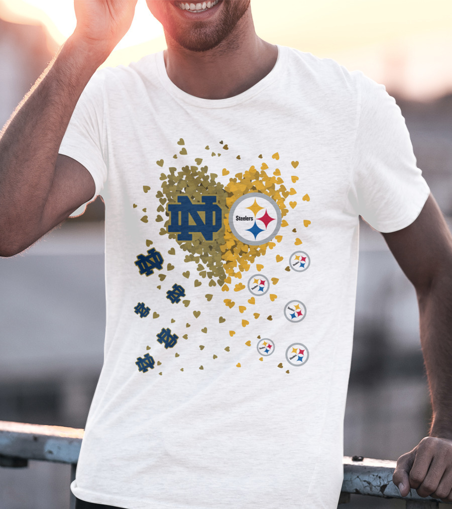 Notre Dame Steelers Heart Logo Explosion T-Shirt
