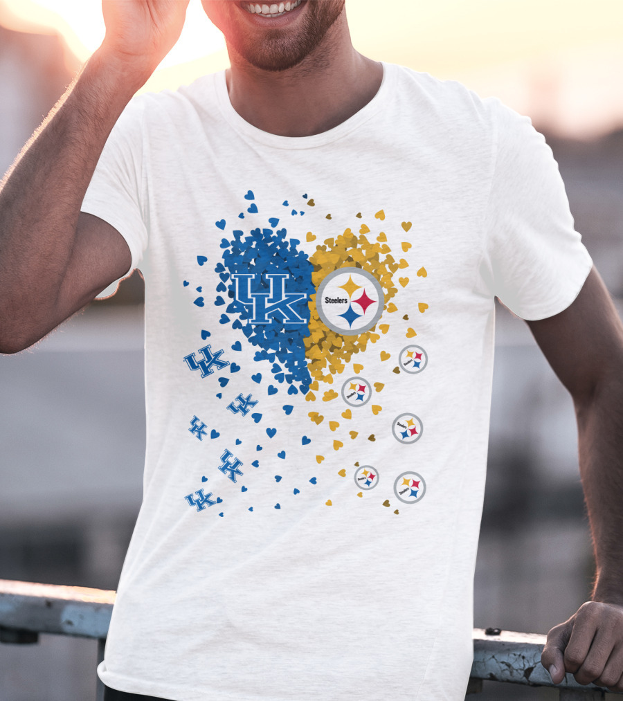 UK Wildcats Heart Steelers Logo Collaboration T-Shirt