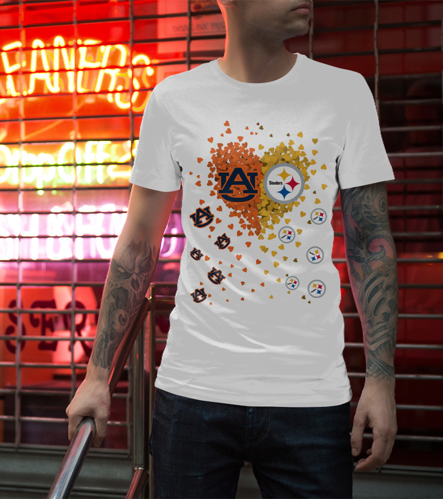 Auburn Tigers And Pittsburgh Steelers Heart Fusion T-Shirt
