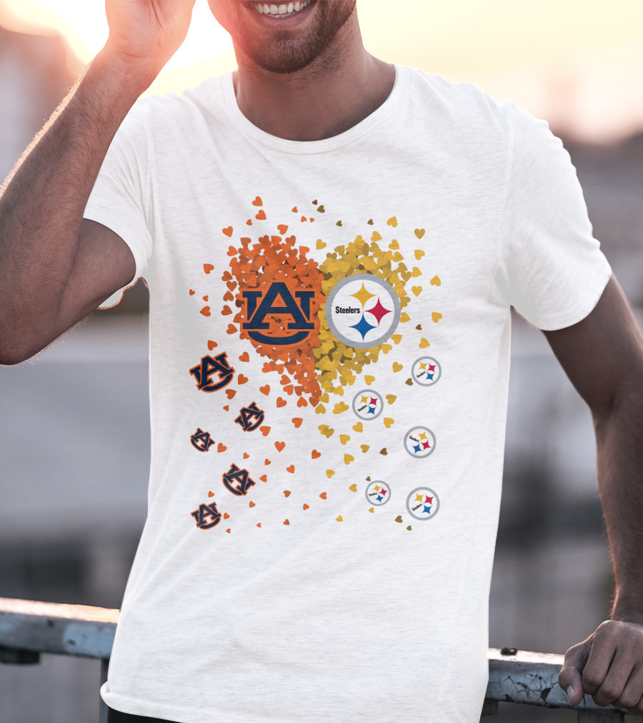 Auburn Tigers And Pittsburgh Steelers Heart Fusion T-Shirt