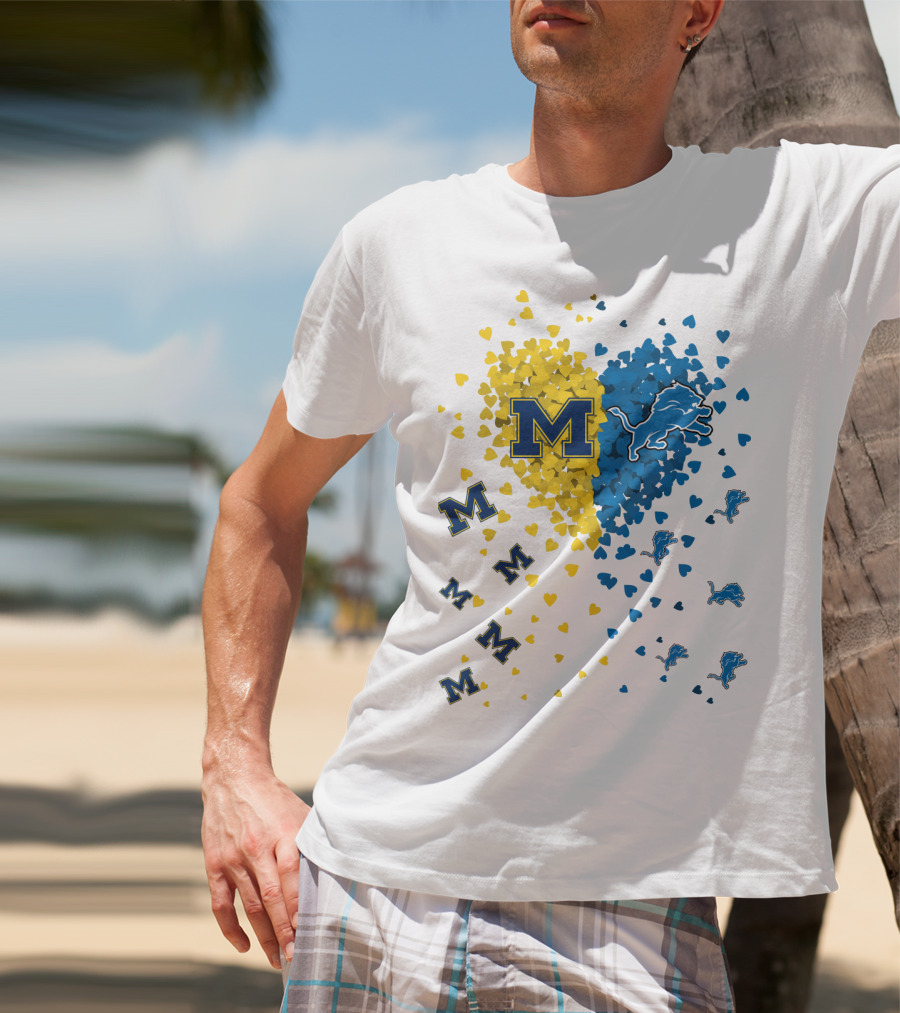 Michigan Wolverines Detroit Lions Heartburst T-Shirt