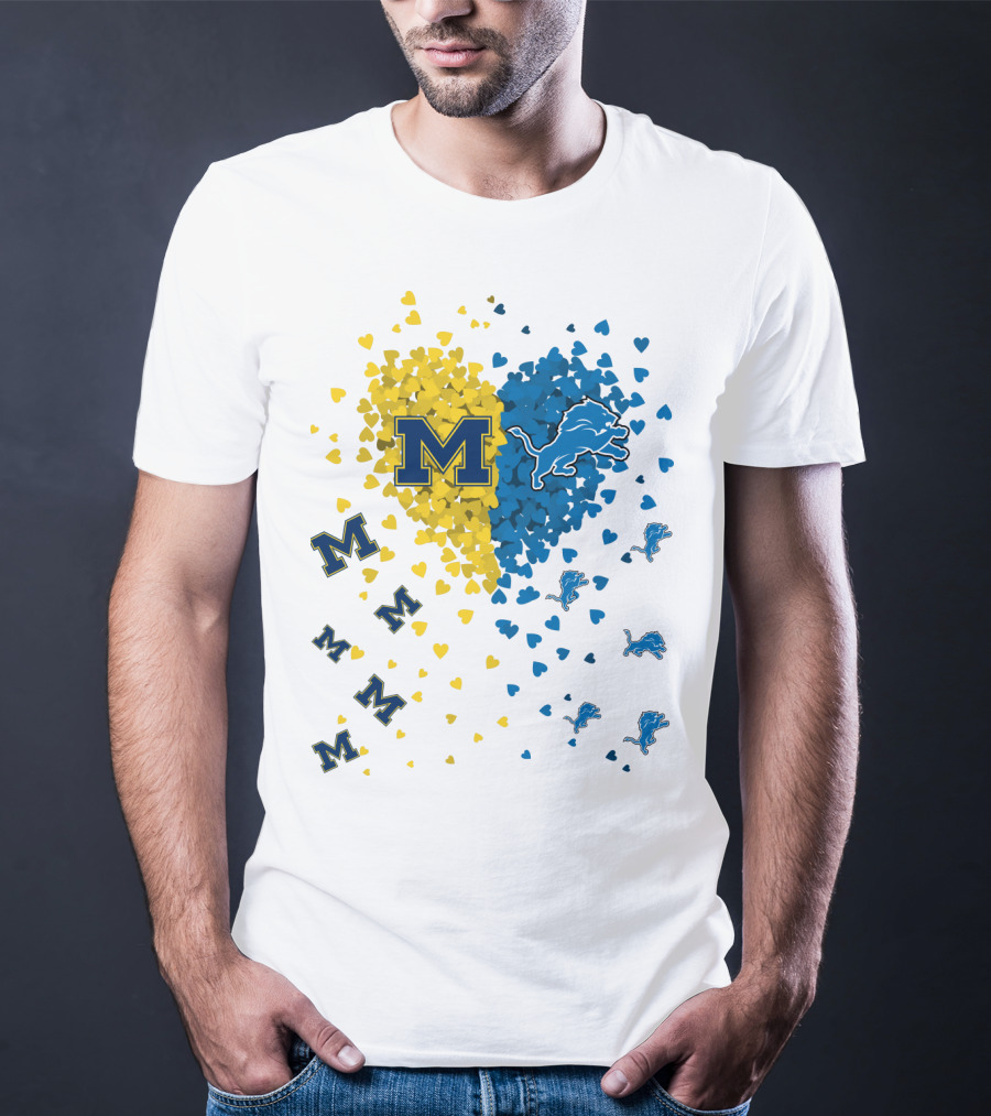 Michigan Wolverines Detroit Lions Heartburst T-Shirt