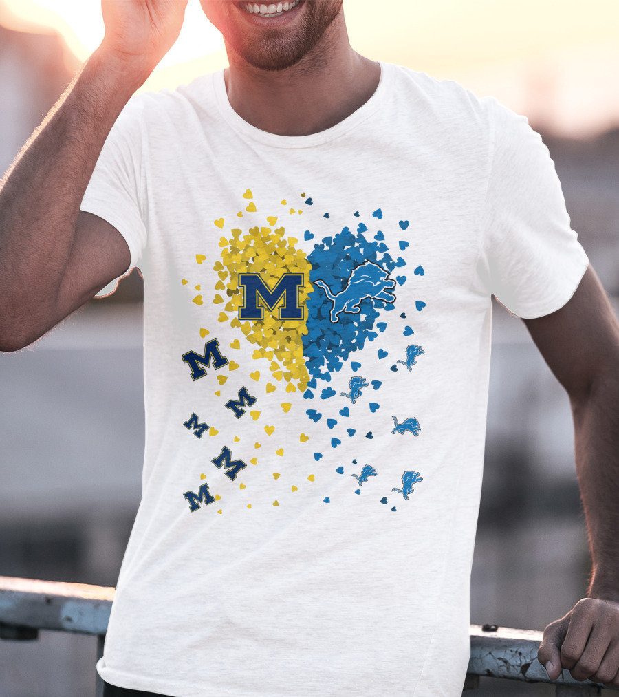 Michigan Wolverines Detroit Lions Heartburst T-Shirt