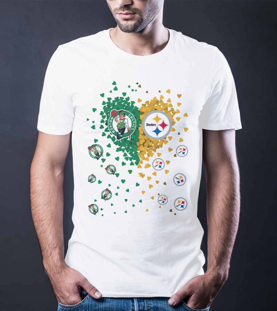 Boston Celtics Pittsburgh Steelers Heart T-Shirt