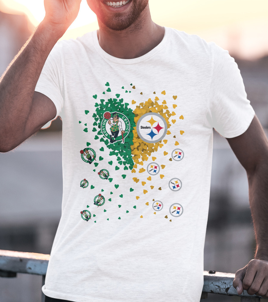 Boston Celtics Pittsburgh Steelers Heart T-Shirt