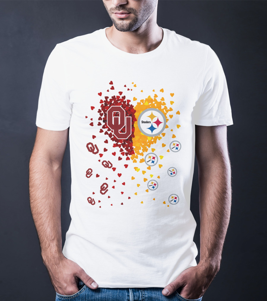 Oklahoma Sooners Steelers Heart Symbol Fusion T-Shirt