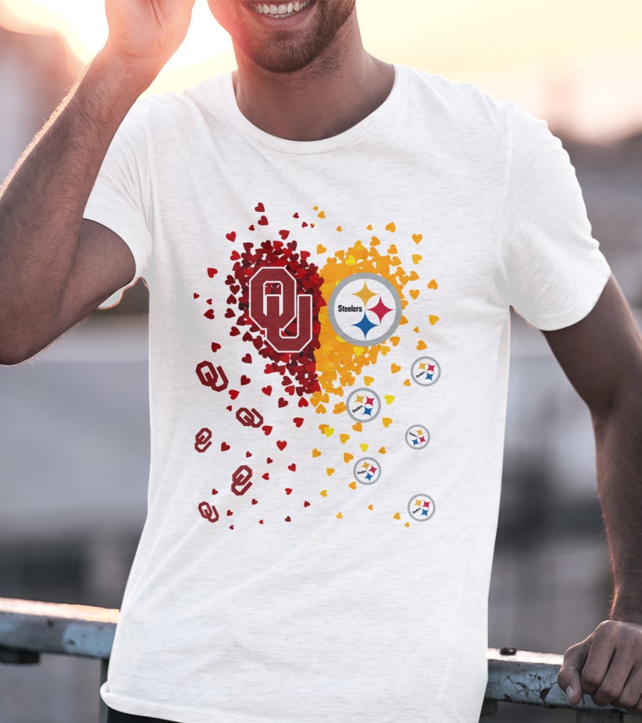 Oklahoma Sooners Steelers Heart Symbol Fusion T-Shirt