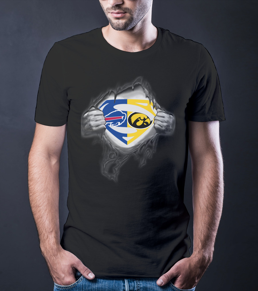 Buffalo Bills Iowa Hawkeyes Superman Logo Reveal T-Shirt