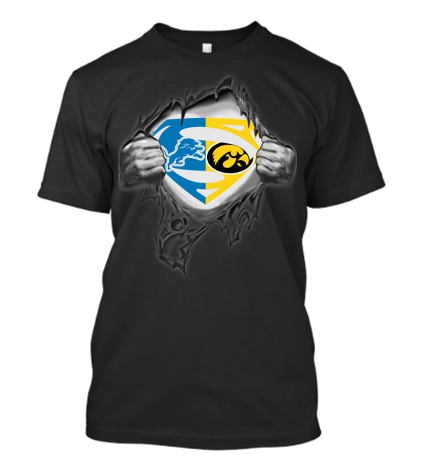 Detroit Lions Iowa Hawkeyes Superman Logo Integration T-Shirt