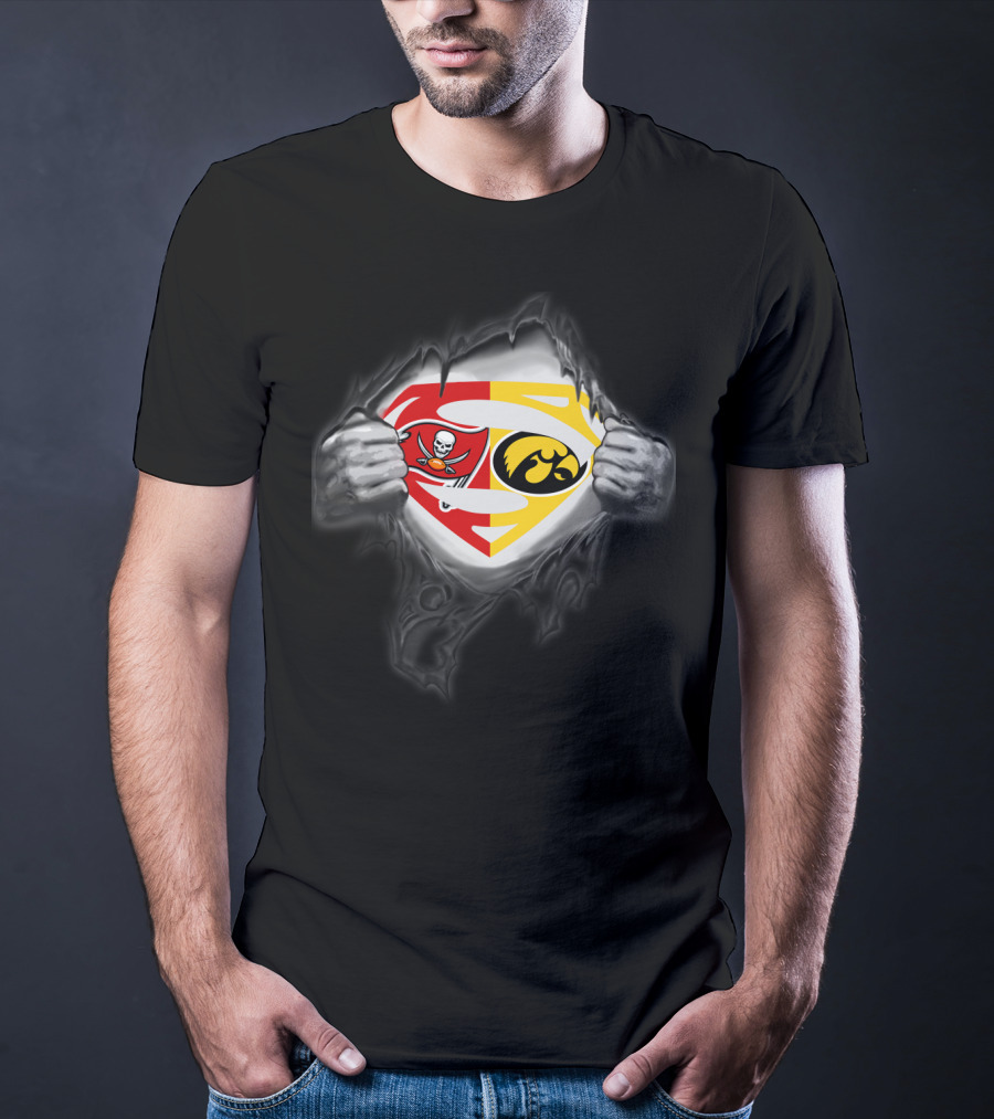Tampa Bay Buccaneers Iowa Hawkeyes Superman Logo Combo T-Shirt