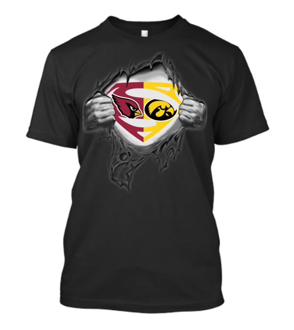 Arizona Cardinals Iowa Hawkeyes Superman Logo Combination T-Shirt
