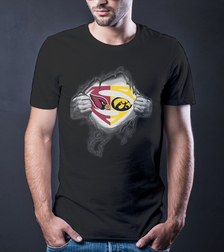 Arizona Cardinals Iowa Hawkeyes Superman Logo Combination T-Shirt