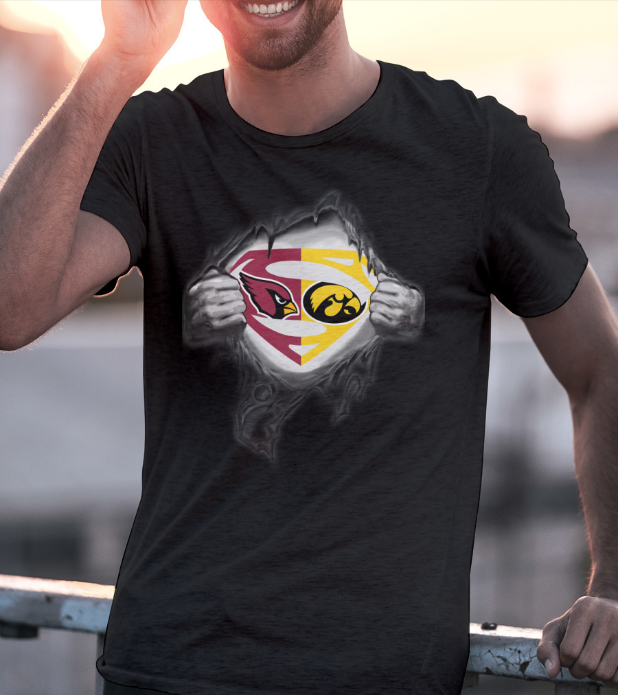 Arizona Cardinals Iowa Hawkeyes Superman Logo Combination T-Shirt