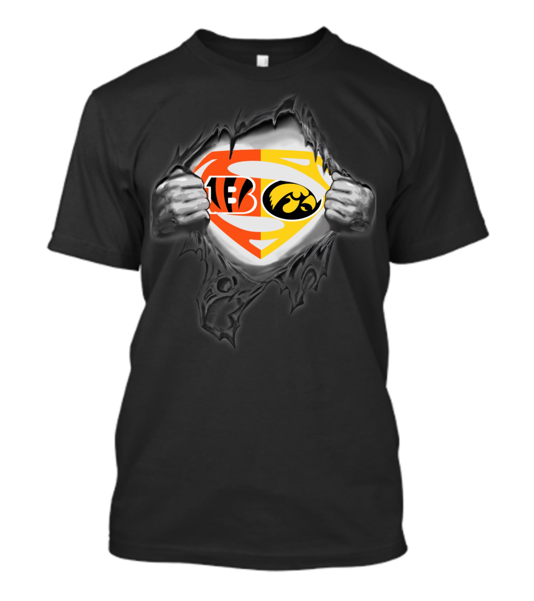 Cincinnati Bengals Iowa Hawkeyes Superman Emblem Mix T-Shirt
