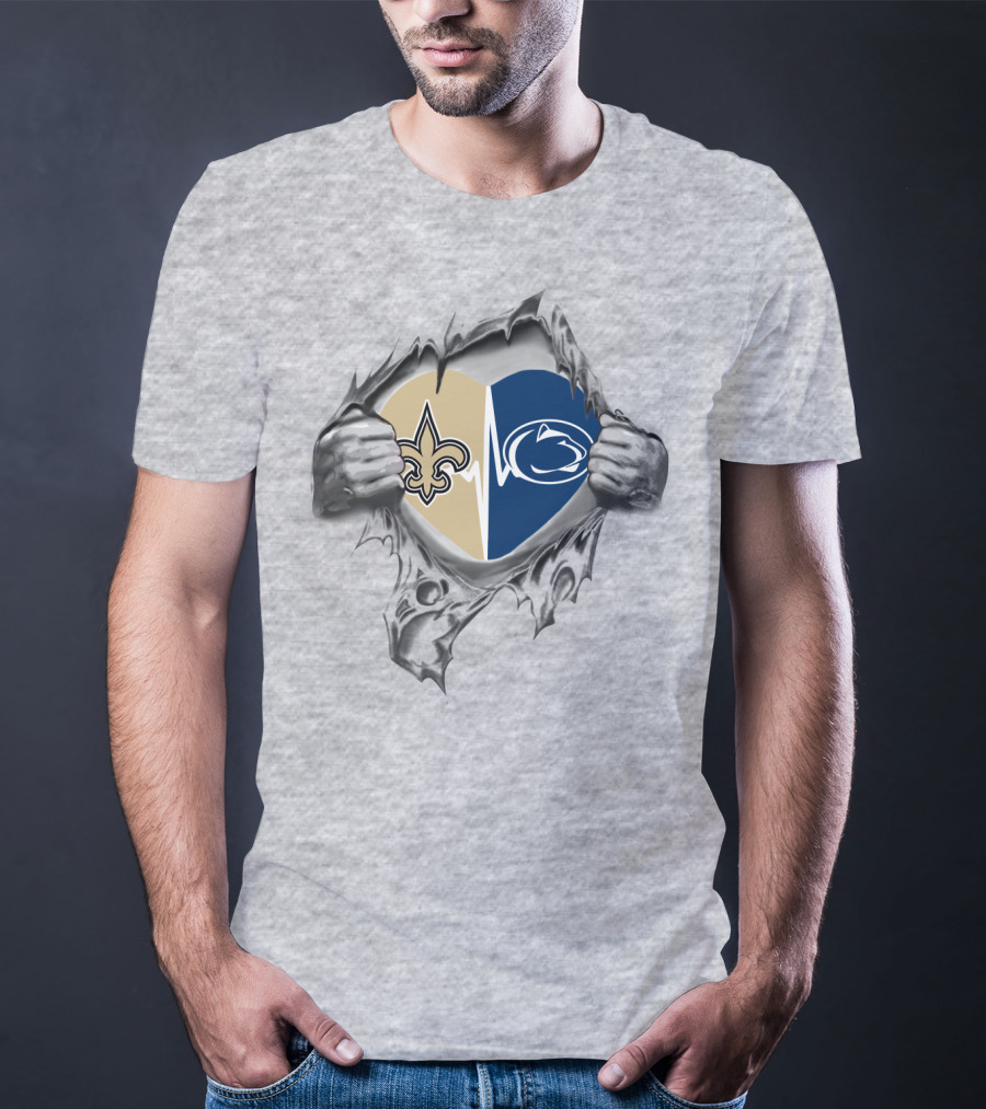 New Orleans Saints Penn State Heart Tear Dual T-Shirt