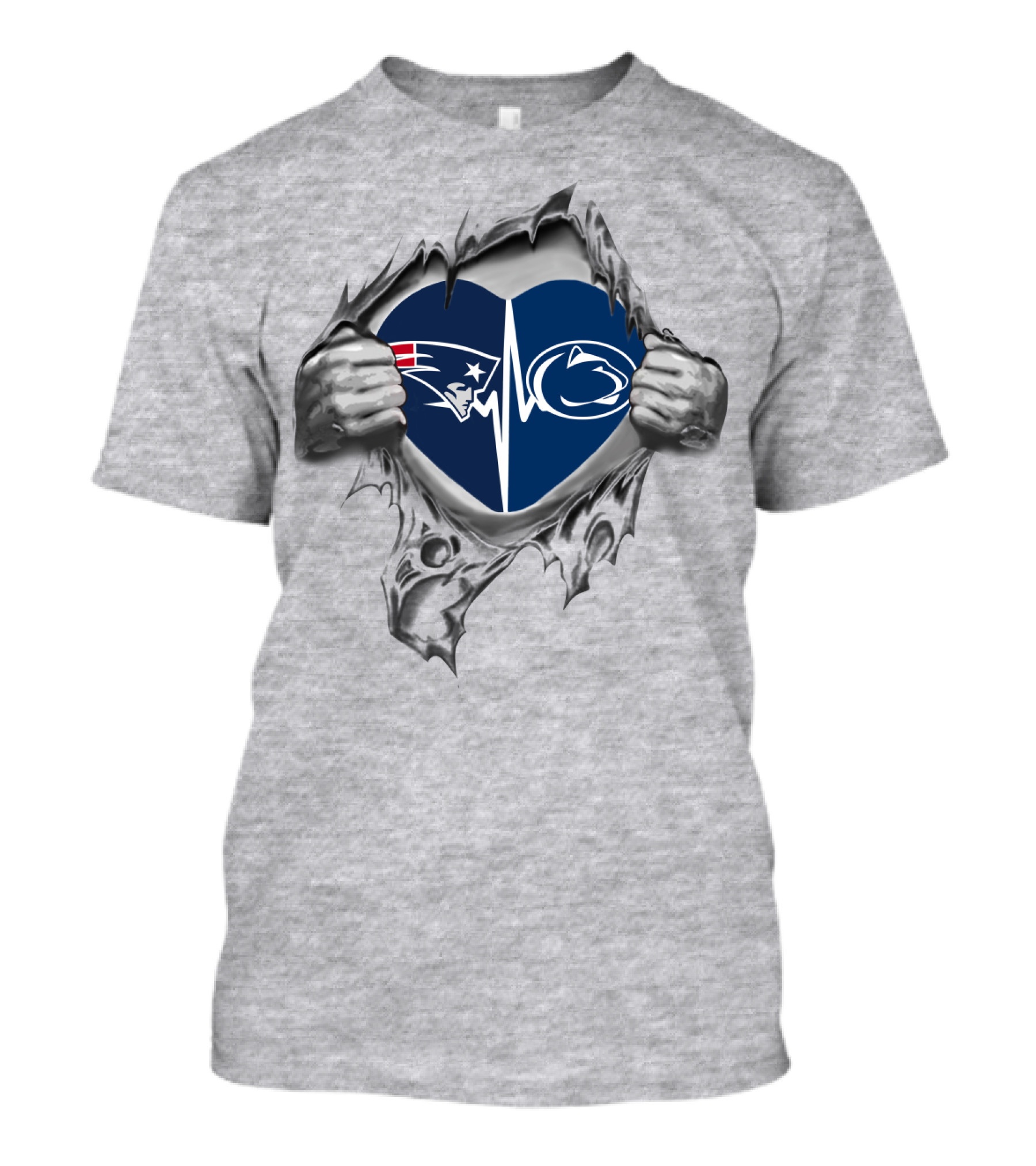 Patriots Penn State Heartbeat Fan Loyalty Fusion T-Shirt
