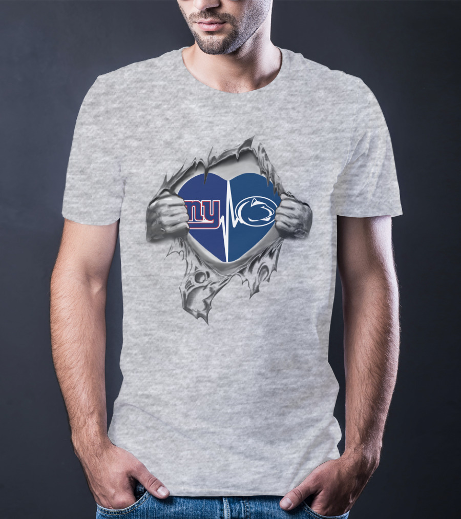 New York Giants Penn State Heartbeat Fusion T-Shirt