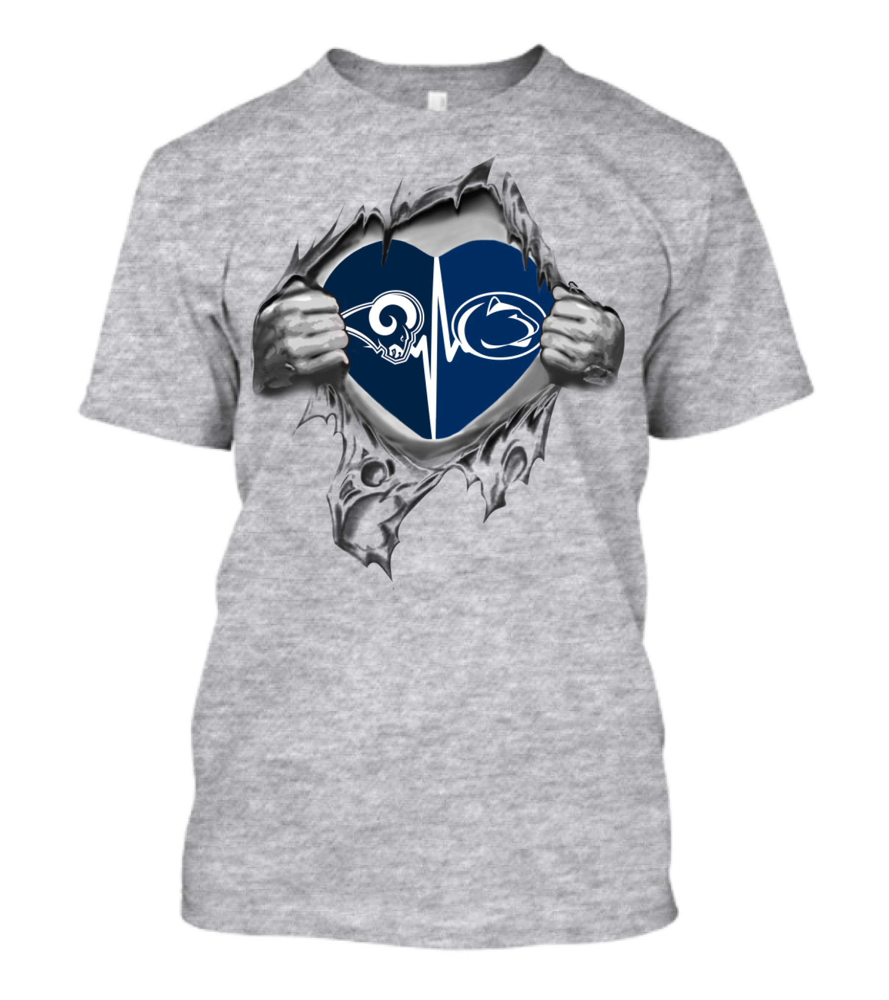 Los Angeles Rams Penn State Heartbeat Logo Fusion T-Shirt