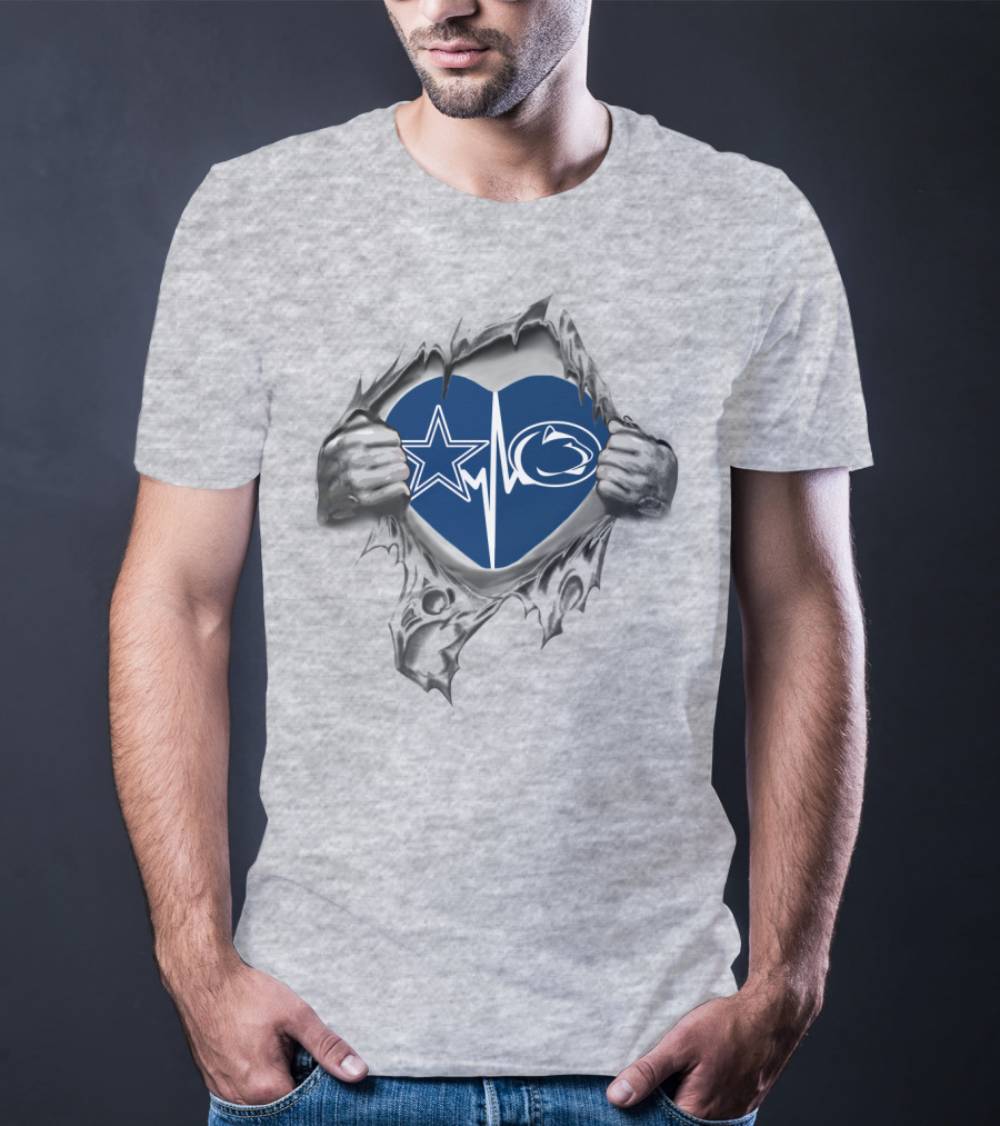 Dallas Cowboys Penn State Heartbeat Logo Выставочное Фото T-Shirt