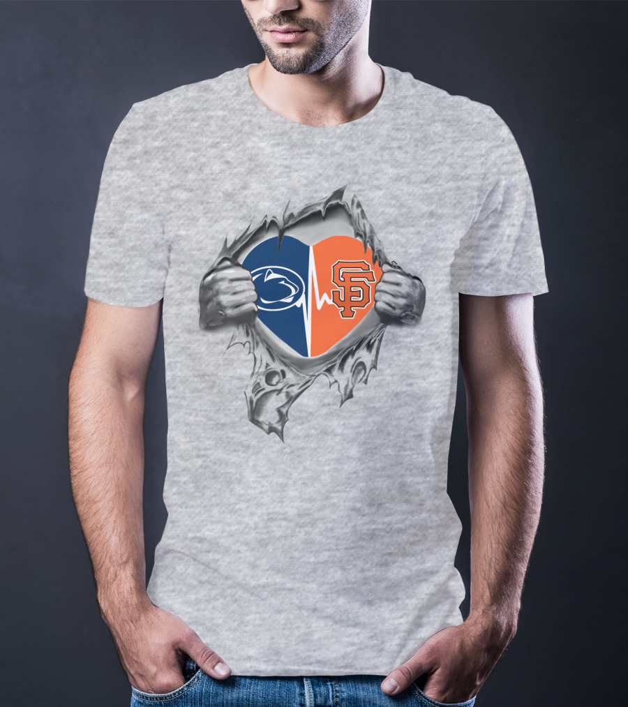 San Francisco Giants Penn State Split Heart Hands T-Shirt