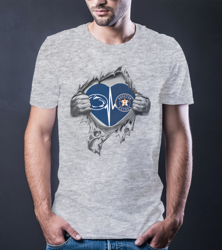 Penn State Nittany Lions Houston Astros Heartbeat Rip T-Shirt