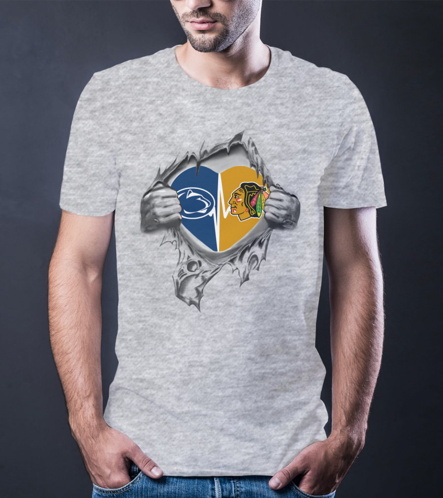 Penn State Nittany Lions Chicago Blackhawks Torn Heart T-Shirt