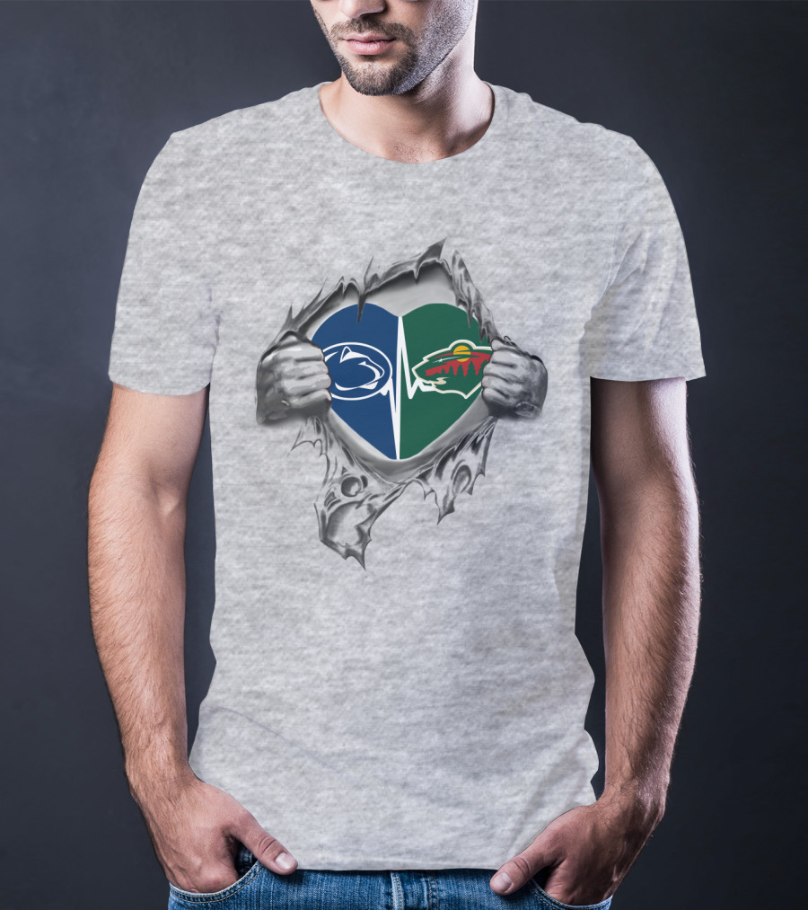 Minnesota Wild Penn State Heartbeat Divide T-Shirt