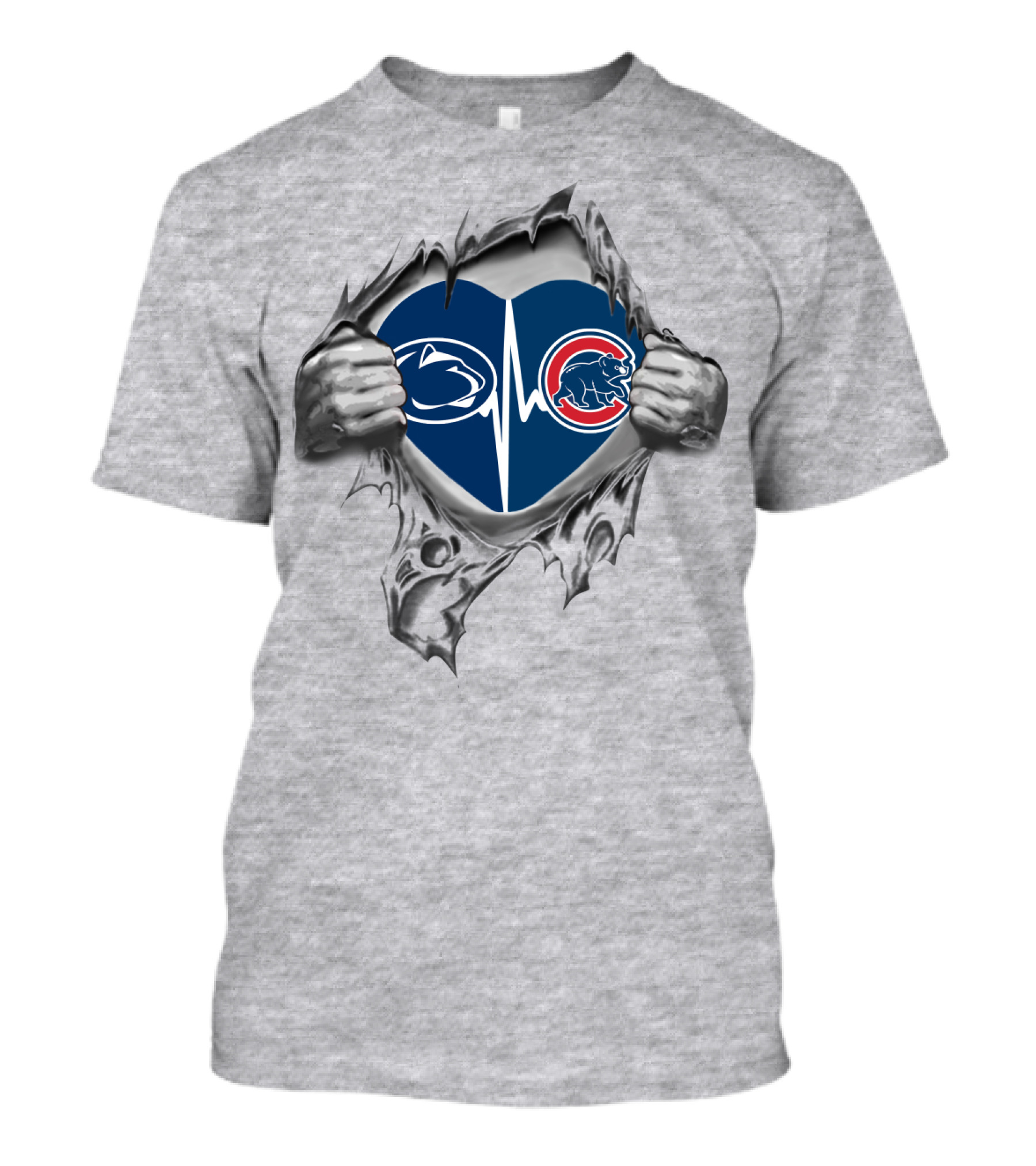 Chicago Cubs Penn State Heartbeat Logo Fusion T-Shirt