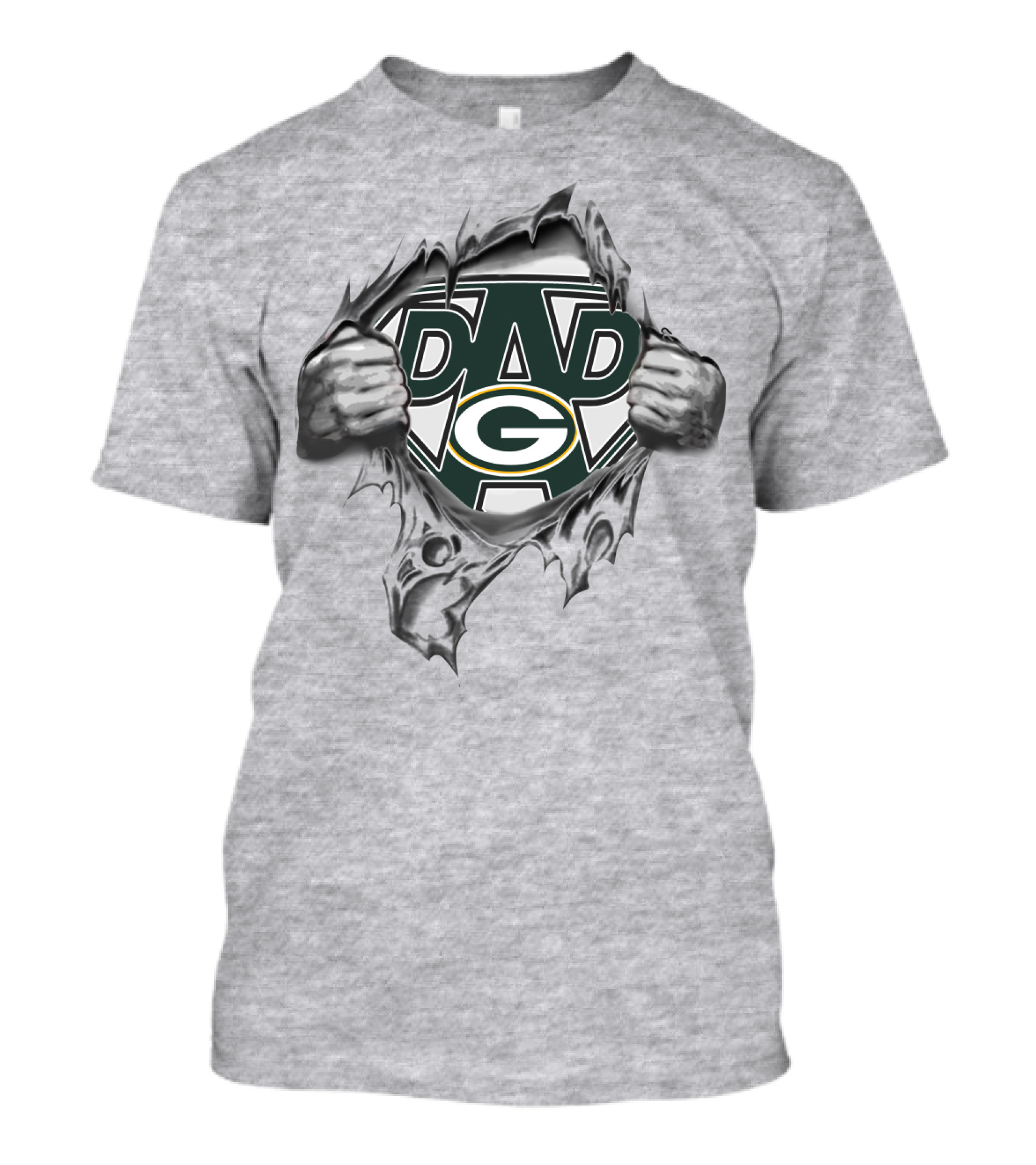 Super Dad Green Bay Packers Logo Tear Reveal T-Shirt