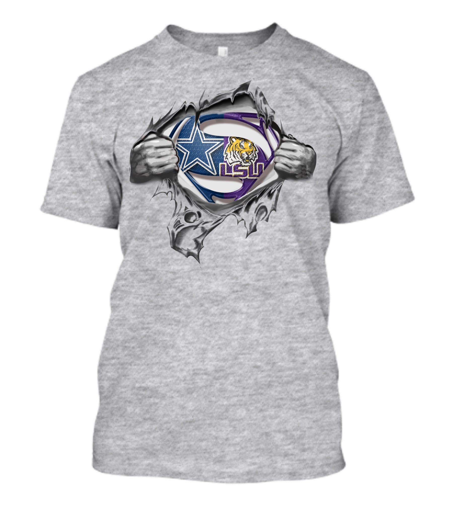 Cowboys LSU Tigers Superman Logo Fusion T-Shirt