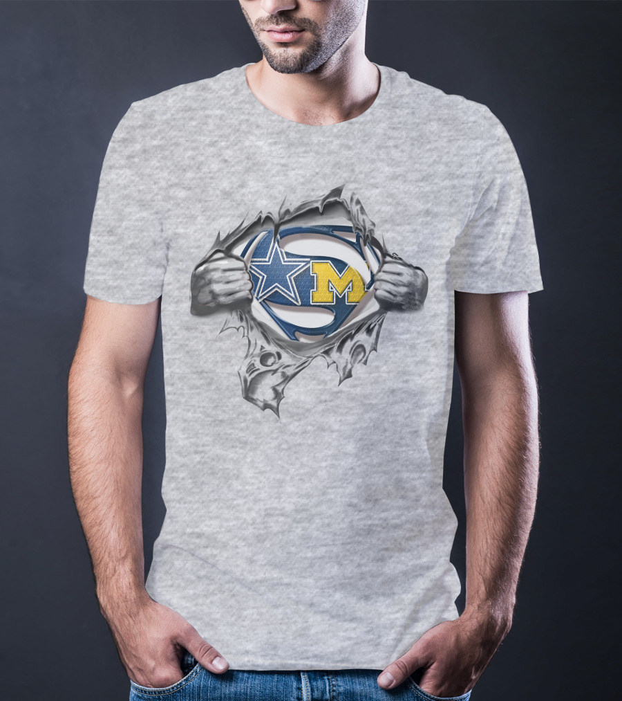 Cowboys Michigan Wolverines Superman Logo Fusion T-Shirt