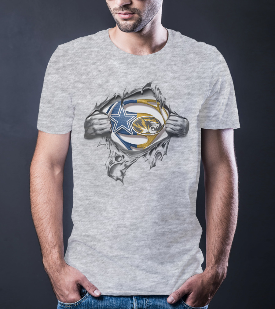 Cowboys Missouri Tigers Superman Logo Fusion T-Shirt